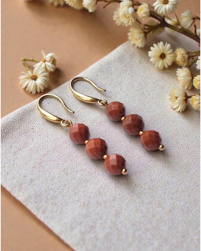 Oorbellen Goudsteen Kralen